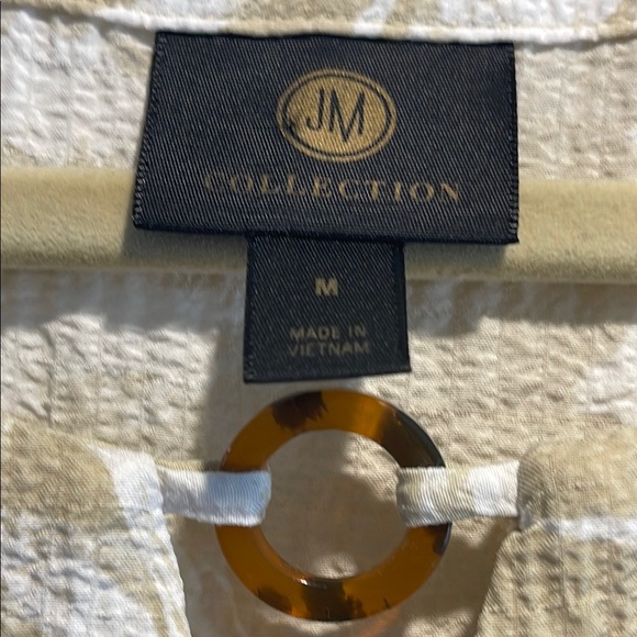 Cream Gold Floral JM Collection Blouse Size Medium - Picture 3 of 7